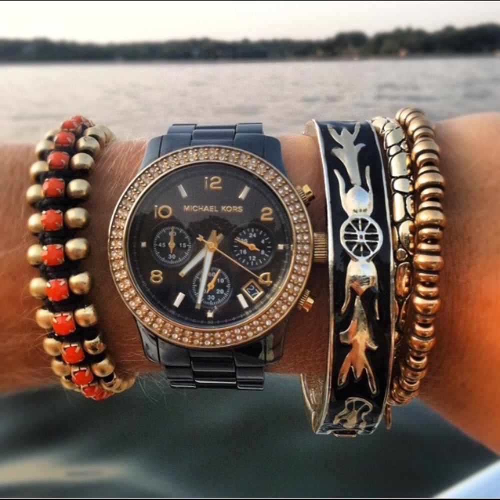 Michael Kors black and gold ceramic watch